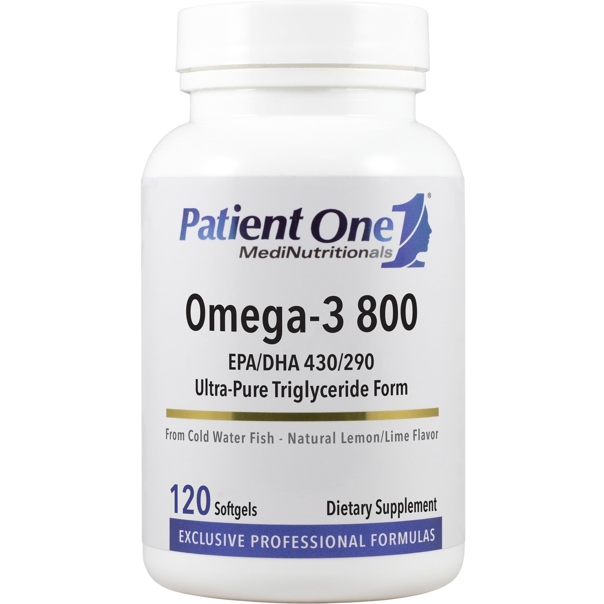 Patient One Omega-3 800 | Supplement to Support Heart, Cognitive and Joint Health* | Omega-3 Fish Oil with EPA and DHA | 120 Softgels
