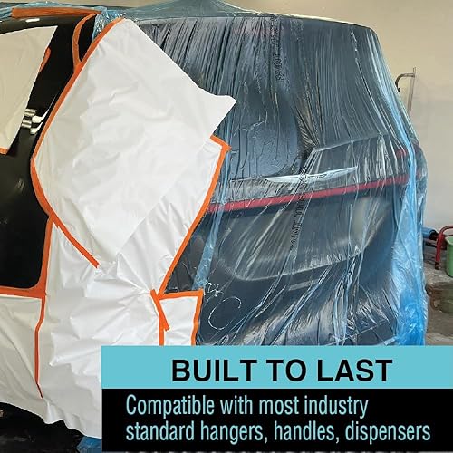 Miniatura 7 de MAXIFILM Rollo de láminas de plástico azul de 16 x 350 pies para pintar, 8 micras, 0.3 mil, cubierta protectora de película de enmascaramiento,