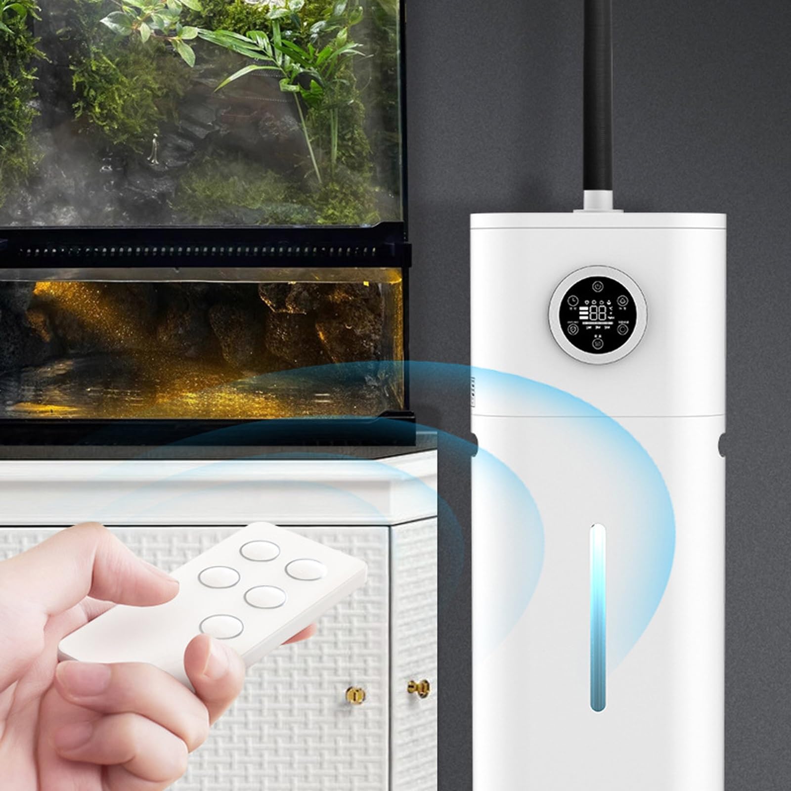 Humidificador de Gran Capacidad de 12L para Iguana, Nebulizador Inteligente de Niebla Cálida para Terrarios de Pogona Vitticeps, Nebulizador para Reptiles Tropicales.(Smart Version)