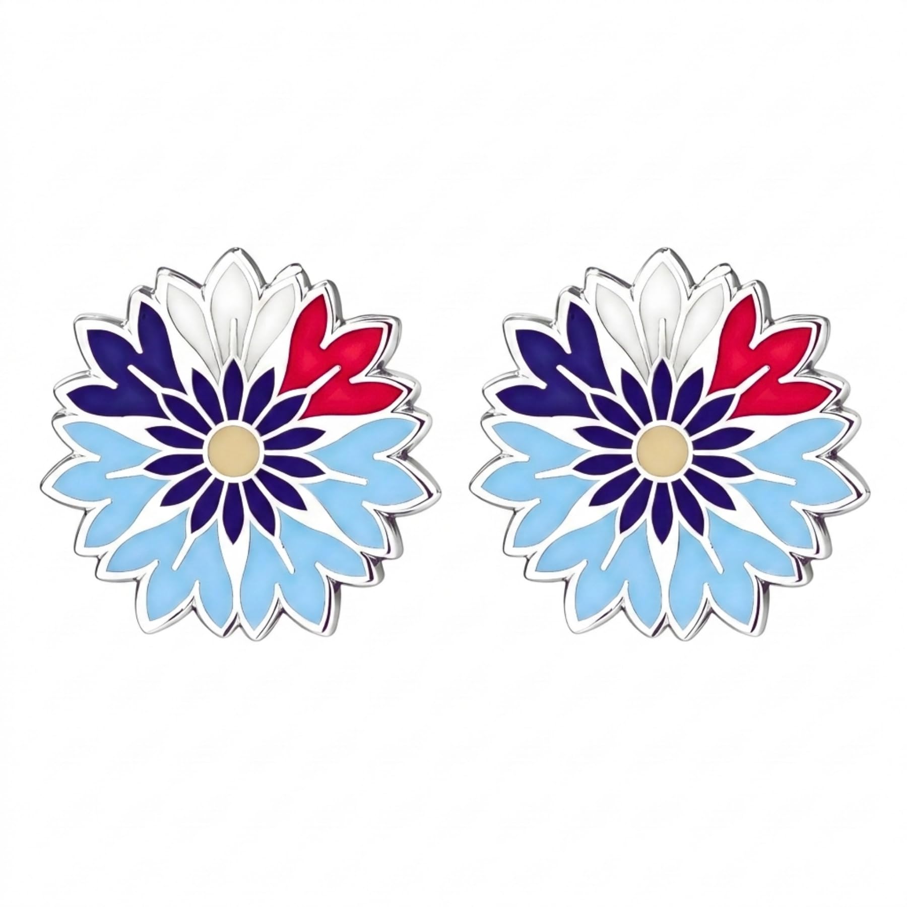 Lot Deux Pins Bleuet | Broche Fleur | Broche Costume Homme | Pin's Étoile | Pins Costume Homme | Pin Tricolore - 2