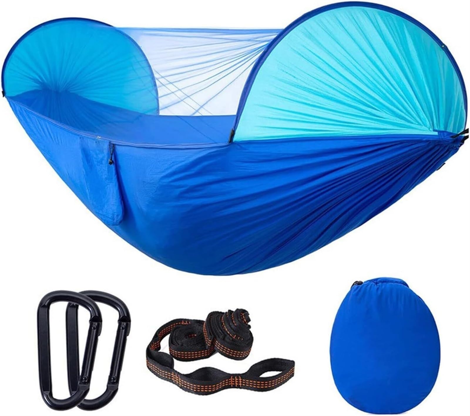 Camping 290x140 Cm Camping Hammock With Mosquito Net 2 Person Pop-up Parachute Lightweight Hanging Tree Straps Swing Portable Hammock(B)