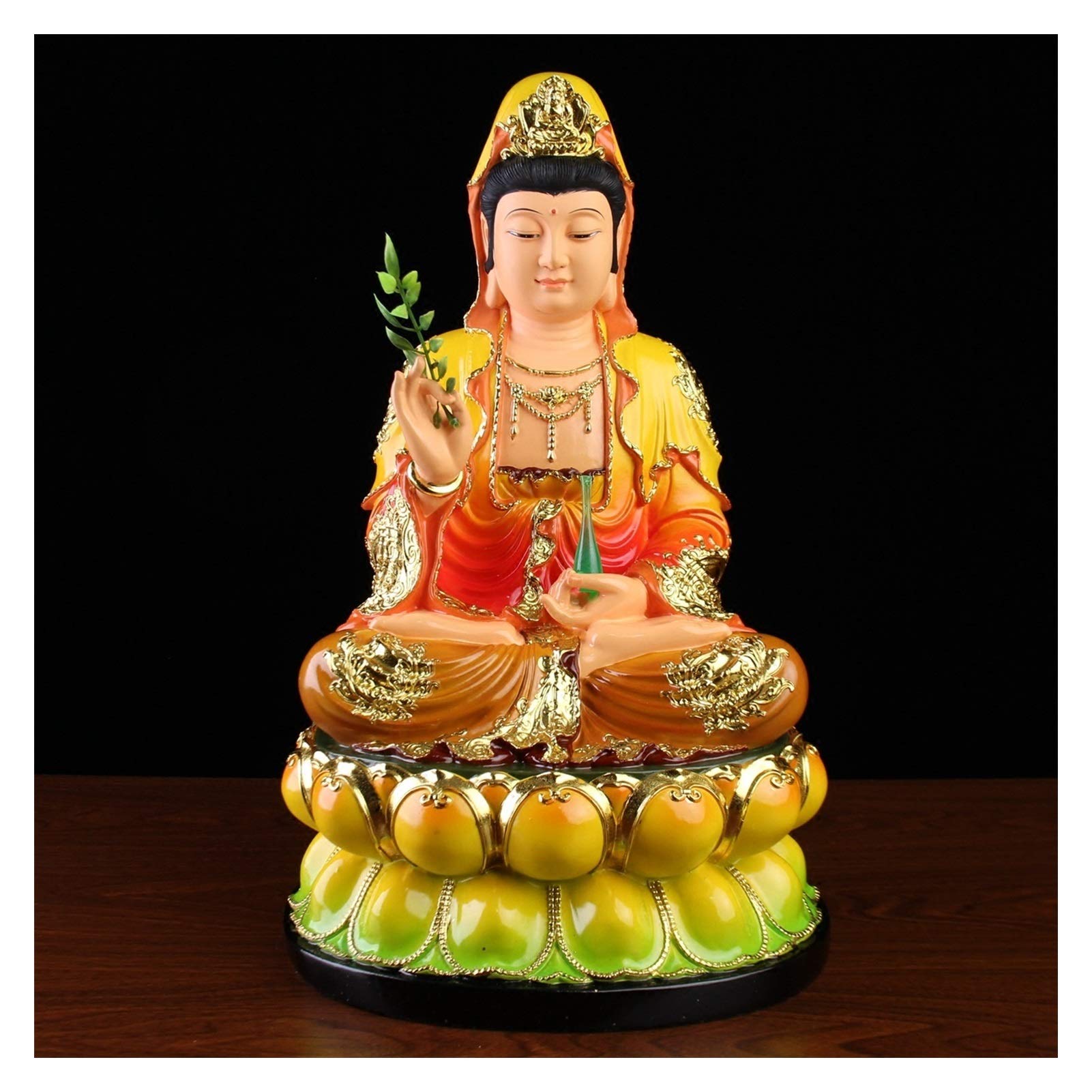 Guanyin Guanyin Adoración de Buda Sala de Estar Adornos de la Fortuna Guanyin Avalokitesvara Figura de Resina Estatuilla Estatuilla Sana y Segura Estatua de Buda (Size : 40CM Height) Good