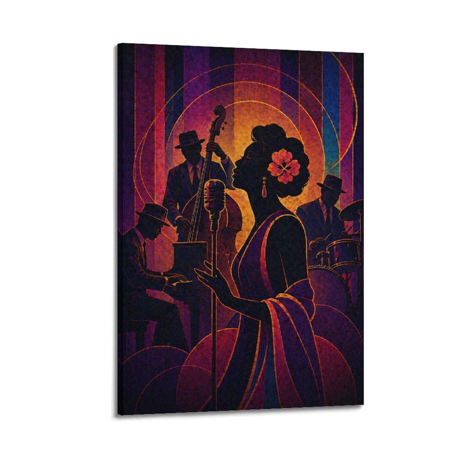 Okngb Frame-Style Vintage Jazz Singer Style Blues Legend Poster Decorative Painting Canvas Art Picture 24X36inch(60X90cm)