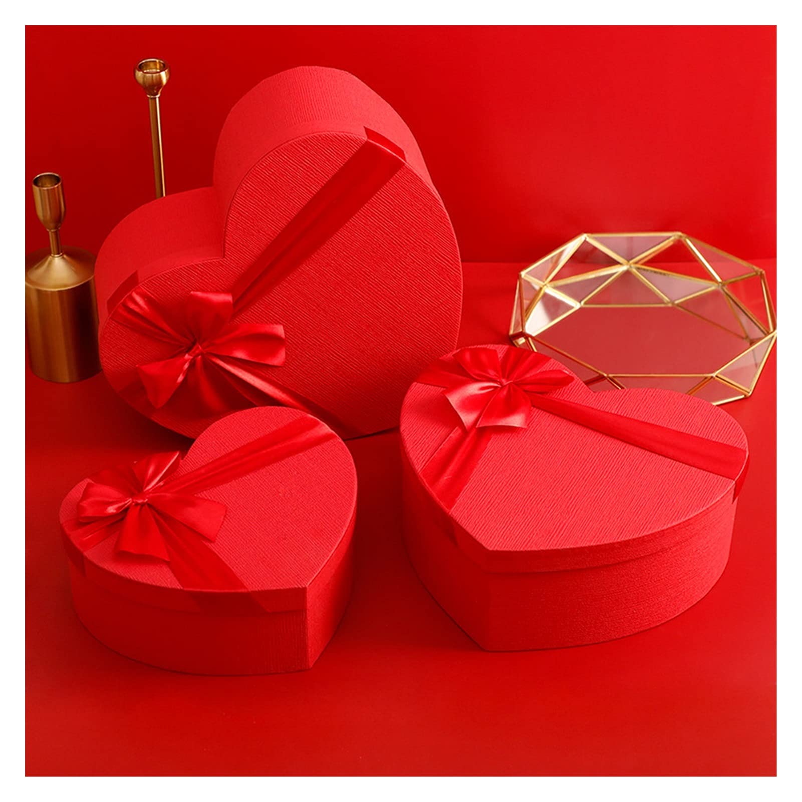 Amazon.co.jp: ギフトボックス 1ピース赤いハート型フロリストの帽子箱