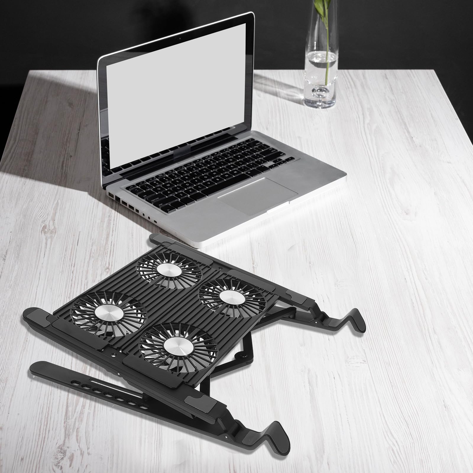 Supporto per Laptop Ventola, Angolo Regolabile, Usb, Nero