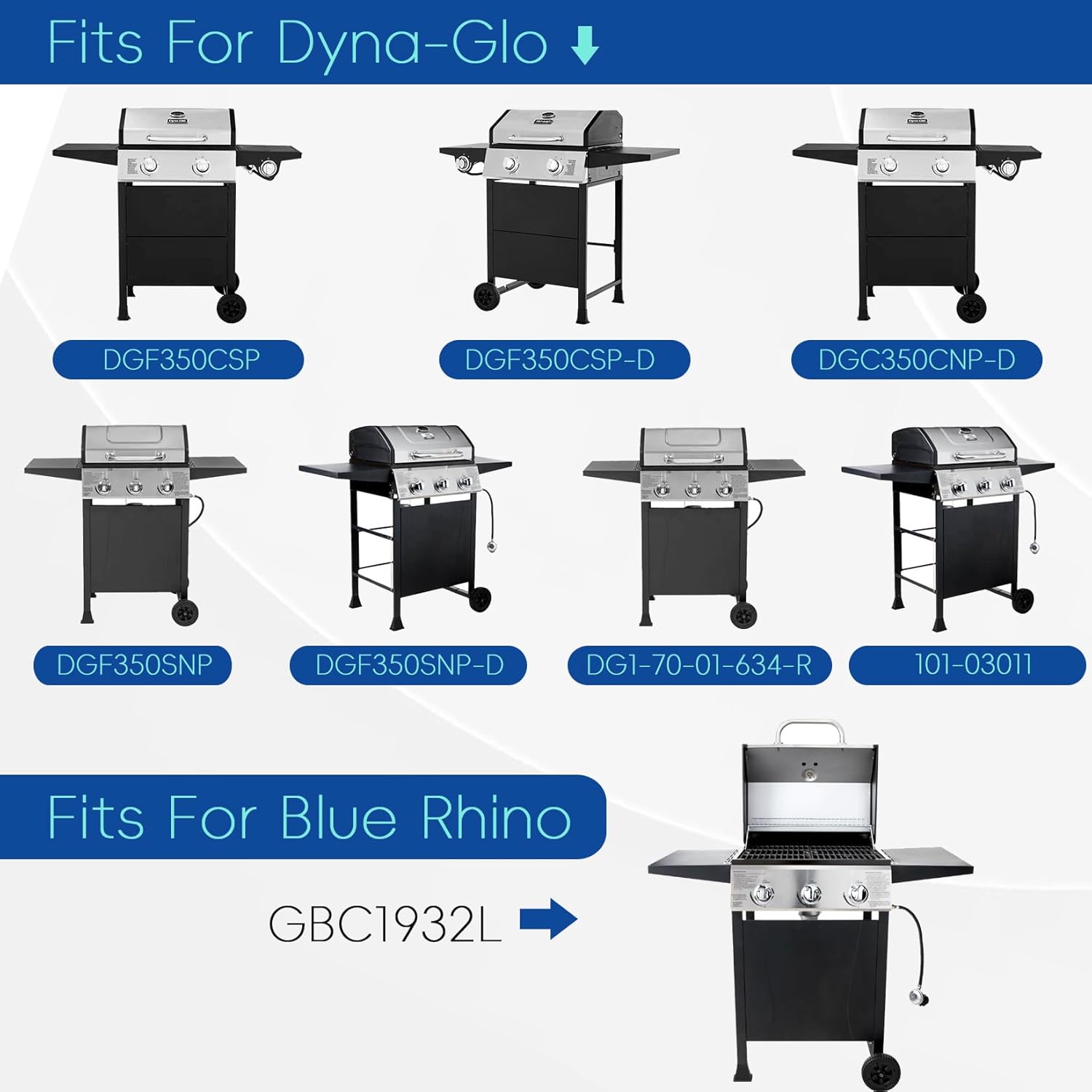 GGC Grill Grates for Dyna-Glo DGF350CSP DGF350CSP-D, Cast Iron Grill Replacement Parts for Dyna-Glo DGF350SNP DGF350SNP-D DG1-70-01-634-R 101-03011, 2PCS Cooking Grid Grates for Blue Rhino GBC1932L