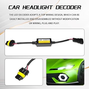 2PCS 9005/HB3 LED Headlight Canbus Decoder, Anti-Flicker LED Headlight Conversion Kit, Blinker Resistor Harness Adapter, Warning Error Code Canceler for Most Cars Headlights