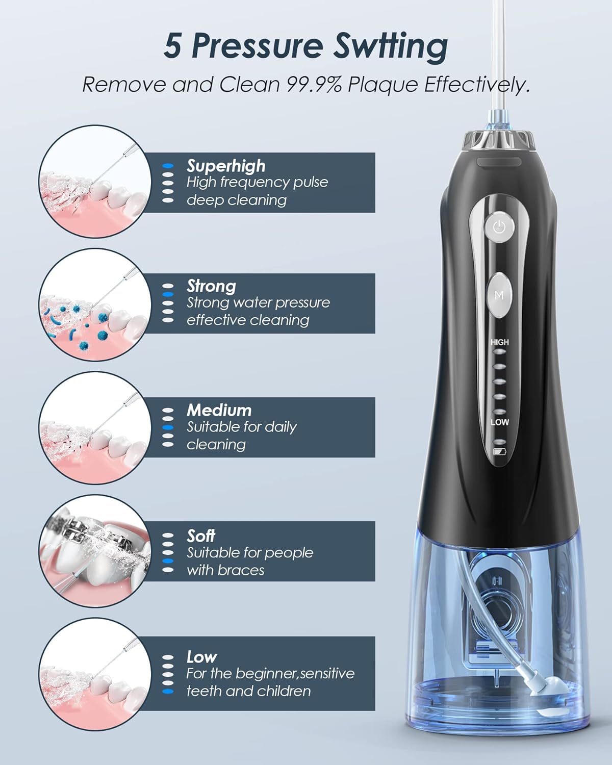 VOCUTE Water Flossers for Teeth Cordless, Oral Irrigator Dental Flosser