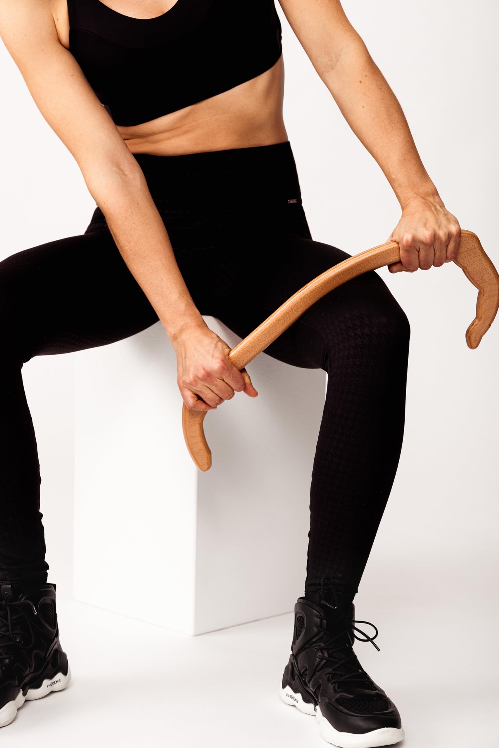 Appareil de massage Spinefinger en bois pour points trigger - Bâton fascial pour le sport, la relaxation musculaire et le massage du dos, de la nuque, etc.