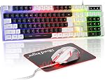 BlueFinger RGB Clavier de jeu et Combo de souris rétro-éclairées, USB Filaire, LED Jeu pour ordinateur portable PC Jeu et travail d'ordinateur (noir)