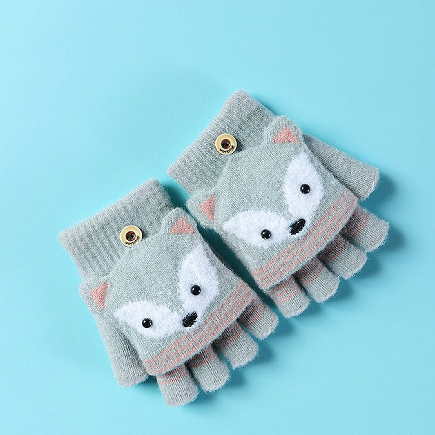 Holiberty Cute Baby Kids Winter Fingerless Gloves Toddler Boys Girls Cartoon Christmas Elk Knit Mittens Warm Snow Gloves 2-8Y - Image 2