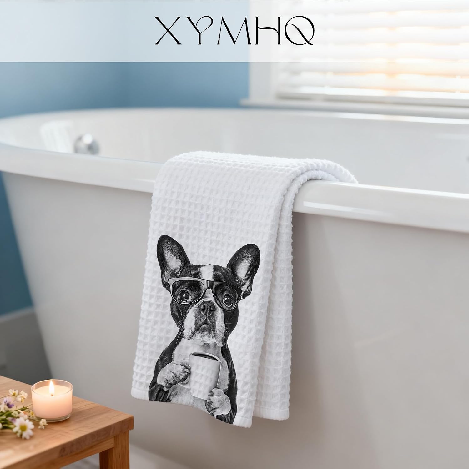 Funny French Bulldog Gifts Decorative Hand Towels for Kitchen Coffee Bar Station, Frenchie Gifts for Women Men, Black and White Coffee Dog Kitchen Dish Tea Towels, 16x24 Inch image 5