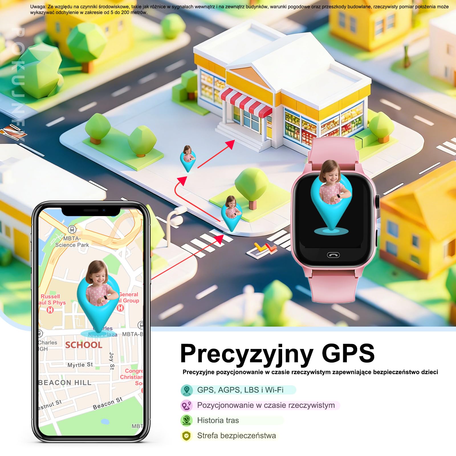Smartwatch dla Dzieci z GPS SOS Kontakty Czat Rozmowy Telefoniczne | Tryb KlasowyGra Budzik Latarka IP68 Wodoodporny Cyfrowy Prezenty Smartwatch Dziecięcy Chłopcy Dziewczynki