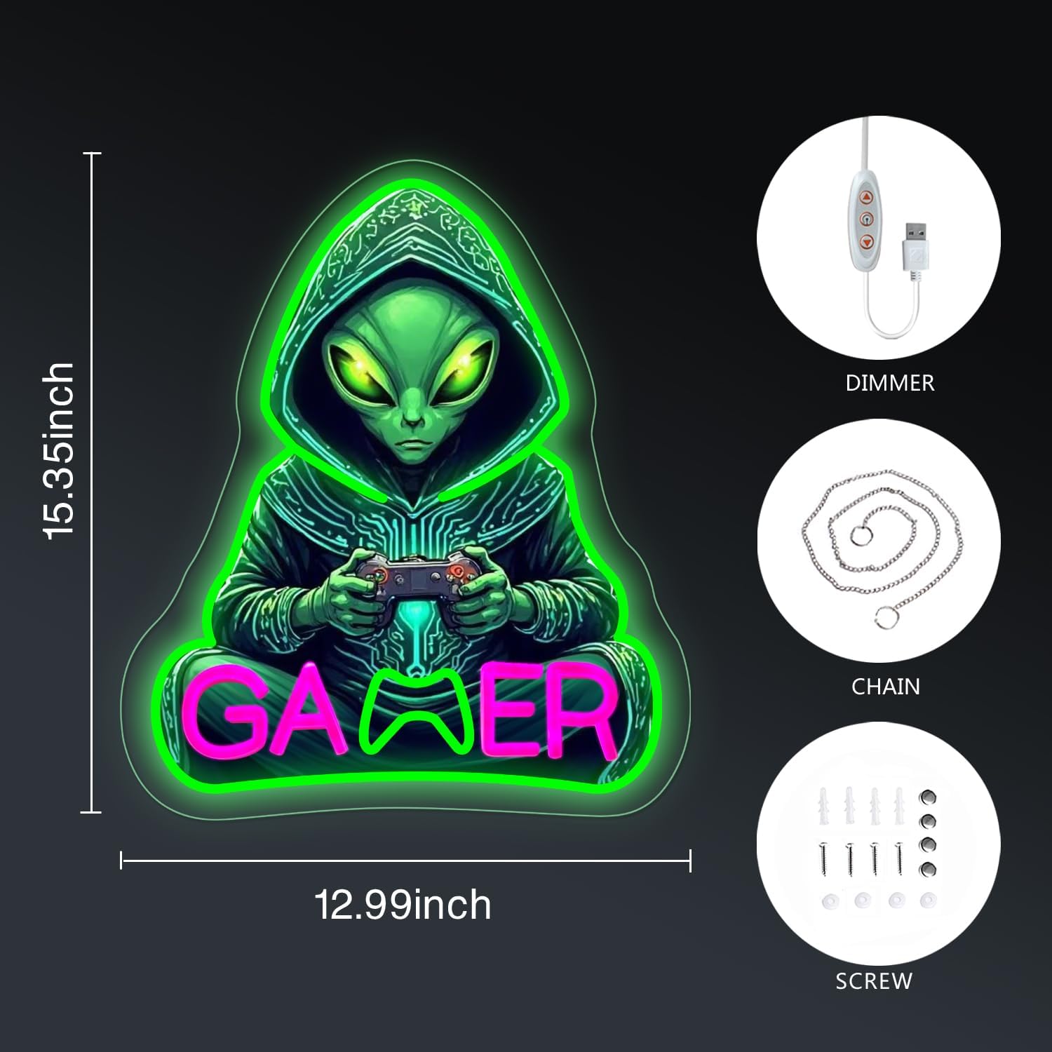 Extraterrestrials game console Neon Sign for Gamer Room Decor - LED Game Neon Sign for Teen Boy Room Decor - Best Gamer Gifts for Boys, Kids - Image 6
