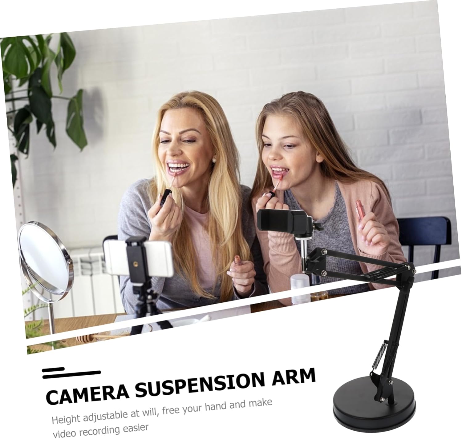 MERRYHAPY Camera Stand Iron Suspension Arm Video Recorder Bracket Webcam Holder Scissor Arm Stand Easy to Adjust for Recording