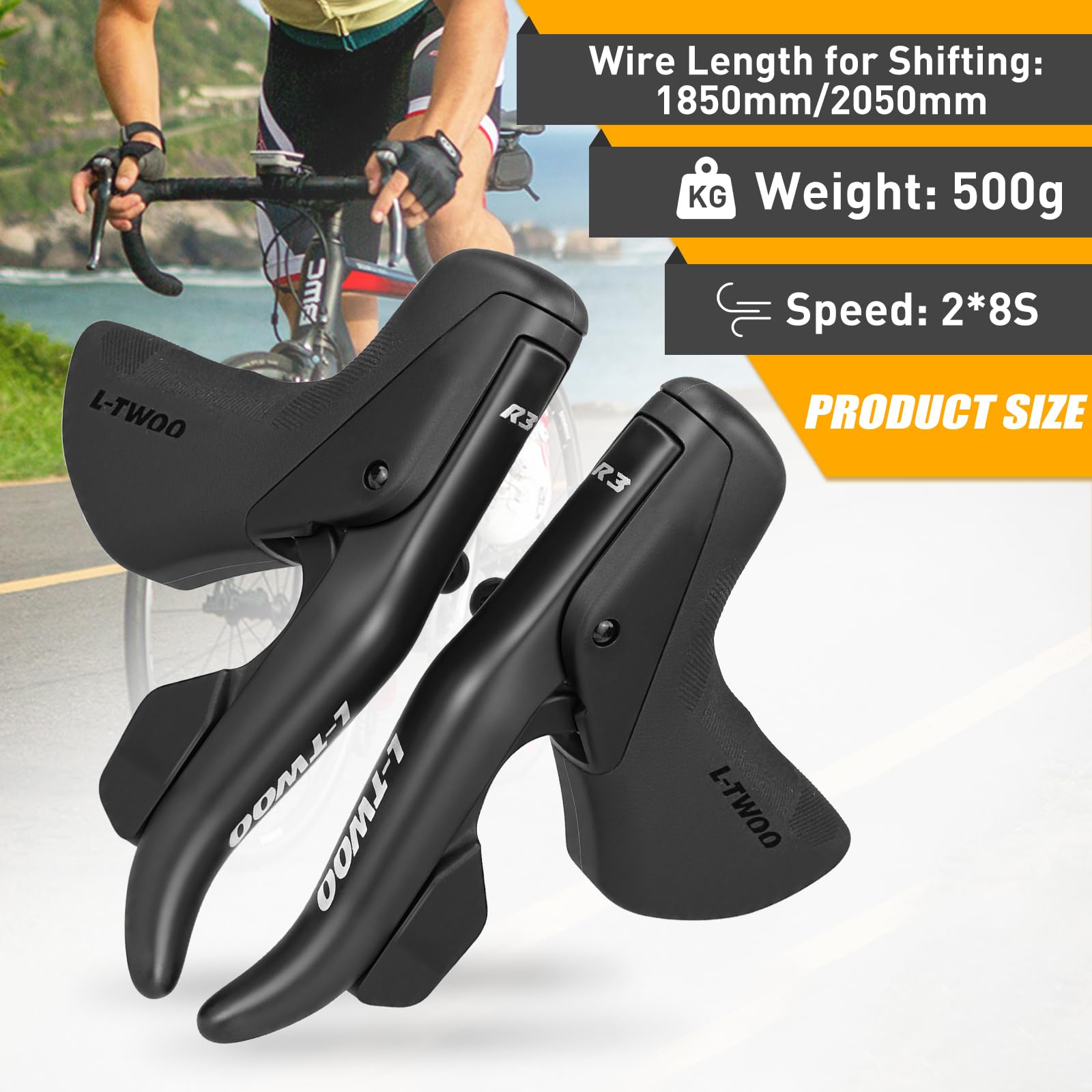 WEEROCK L-TWOO Rennrad-Schalthebel, 2 x 8 Gänge, Rennrad-Schalthebel mit Bremshebeln, kompatibel mit Shimano Sport & Freizeit