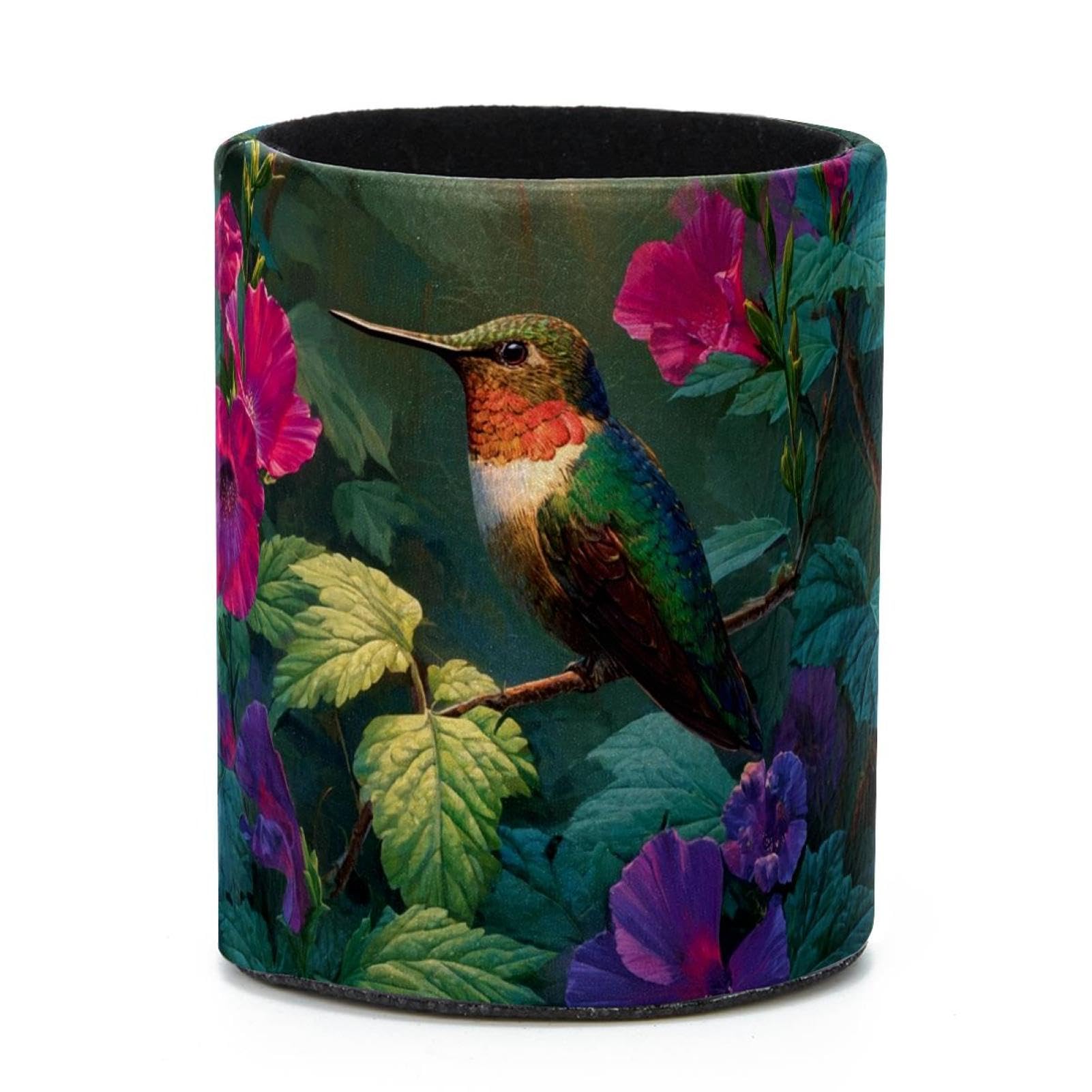 VAPOKF Round Pencil Holders for Desk, Hummingbird and Forests Pen Holders Pen Pot Makeup Brushes Storage Desktop Stationery Supplies Organiser for Home Office
