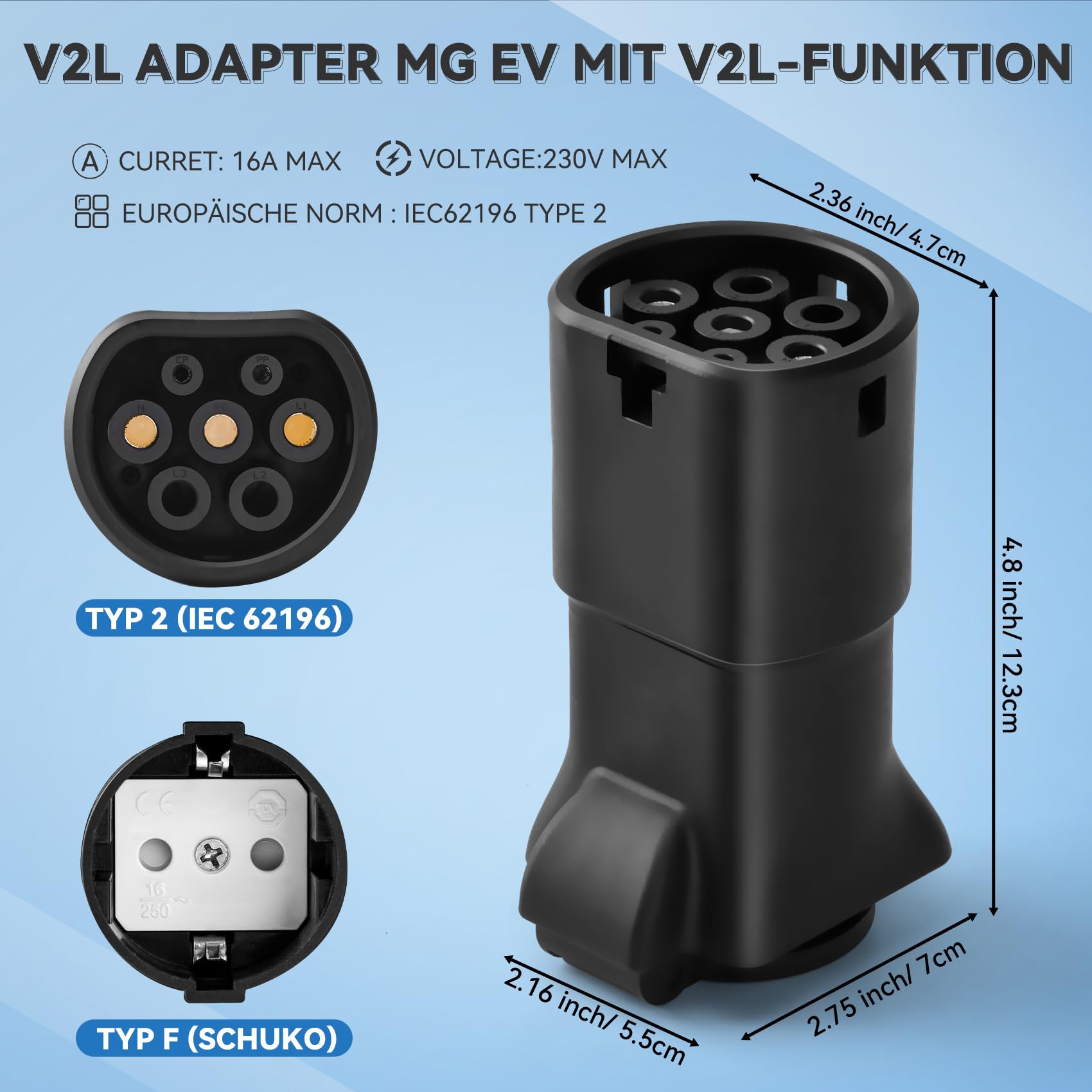 JULIK Adapter V2L do MG4, MG5 i Marvel R z Funkcją V2L, Adapter Vehicle to Load 3,5 kW 230 V, Zamienia Twój Samochód Elektryczny w Mobilne Gniazdko Elektryczne na Kempingu i w Sytuacjach Awaryjnych