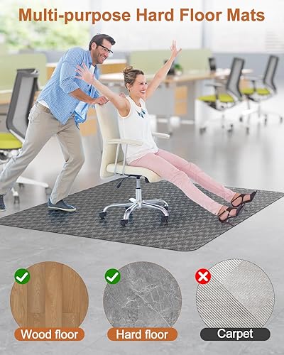 Vista 46 de Blvornl Tapete grande para silla de oficina para suelo de madera dura, tapete para silla con ruedas para madera dura, protector de suelo duro Gris