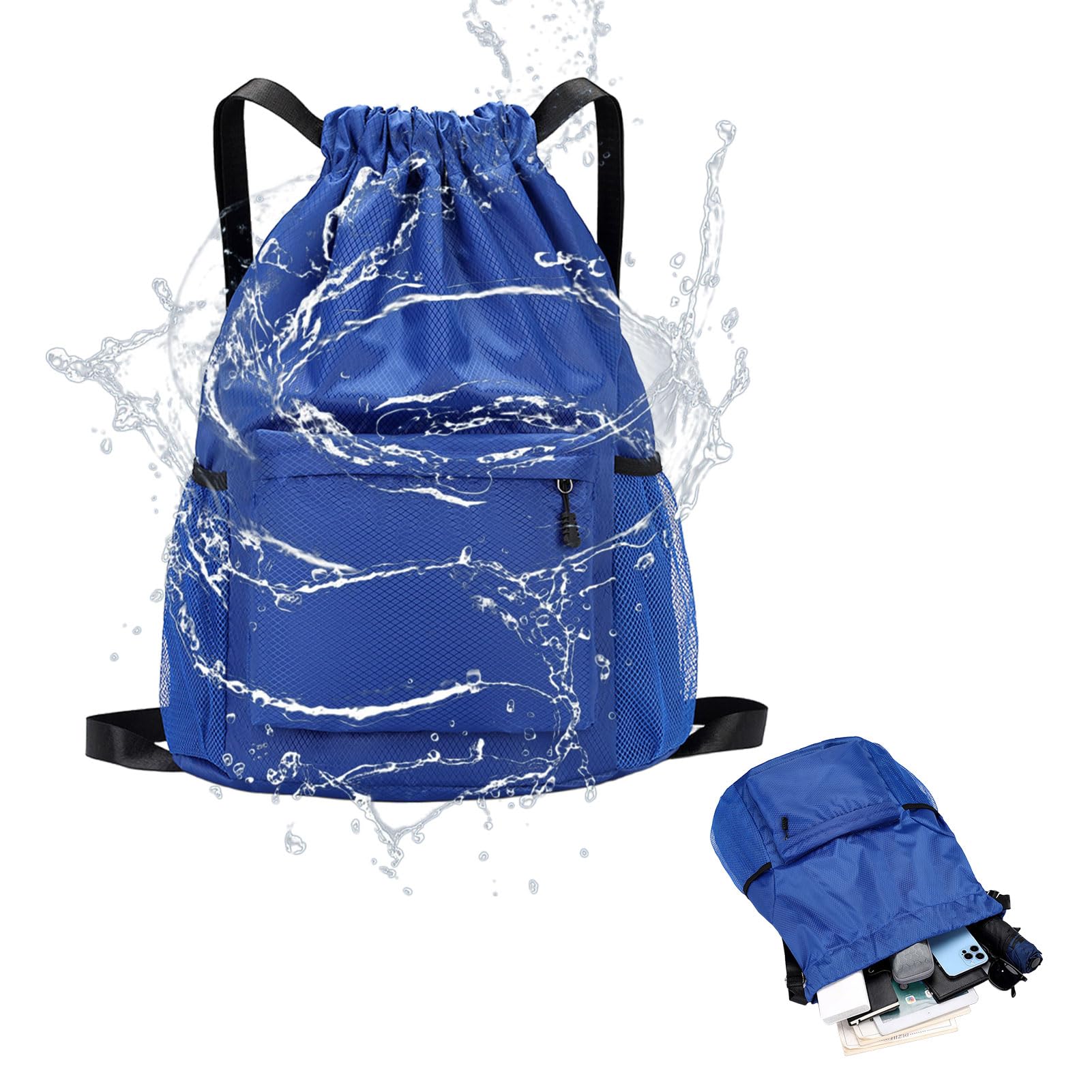 Grosion Drawstring Bags,Waterproof Bags for Swimming,Waterproof Multi-Purpose Swim Bag Kids Adults,Drawstring Gym Bag,Swim Sports Bag for School Sports Travel Unisex Swimming Bag
