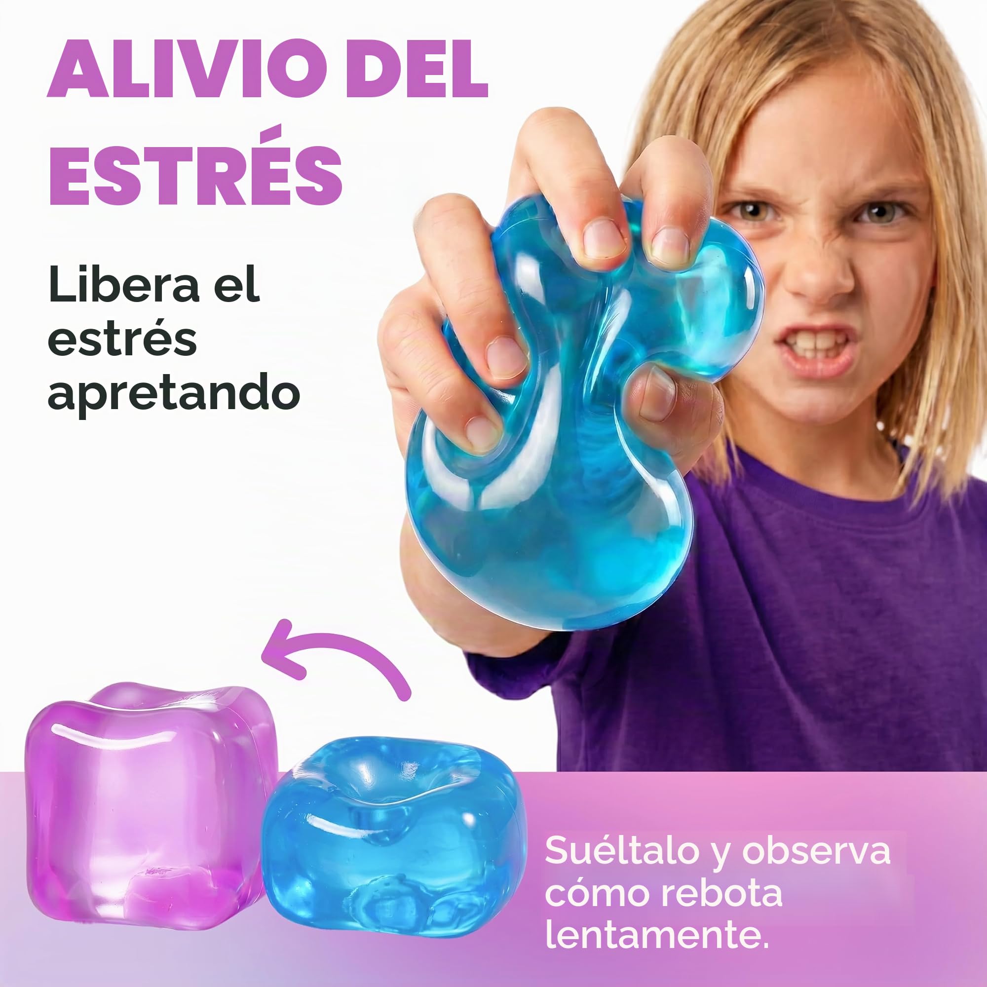 JOYIN 4 piezas de cubo de estrés, bola de estrés en forma de cubo, cubo de 5 cm de juguete antiestrés de alta compresión, juguetes sensoriales con forma de retorno lenta para adultos, regalos de