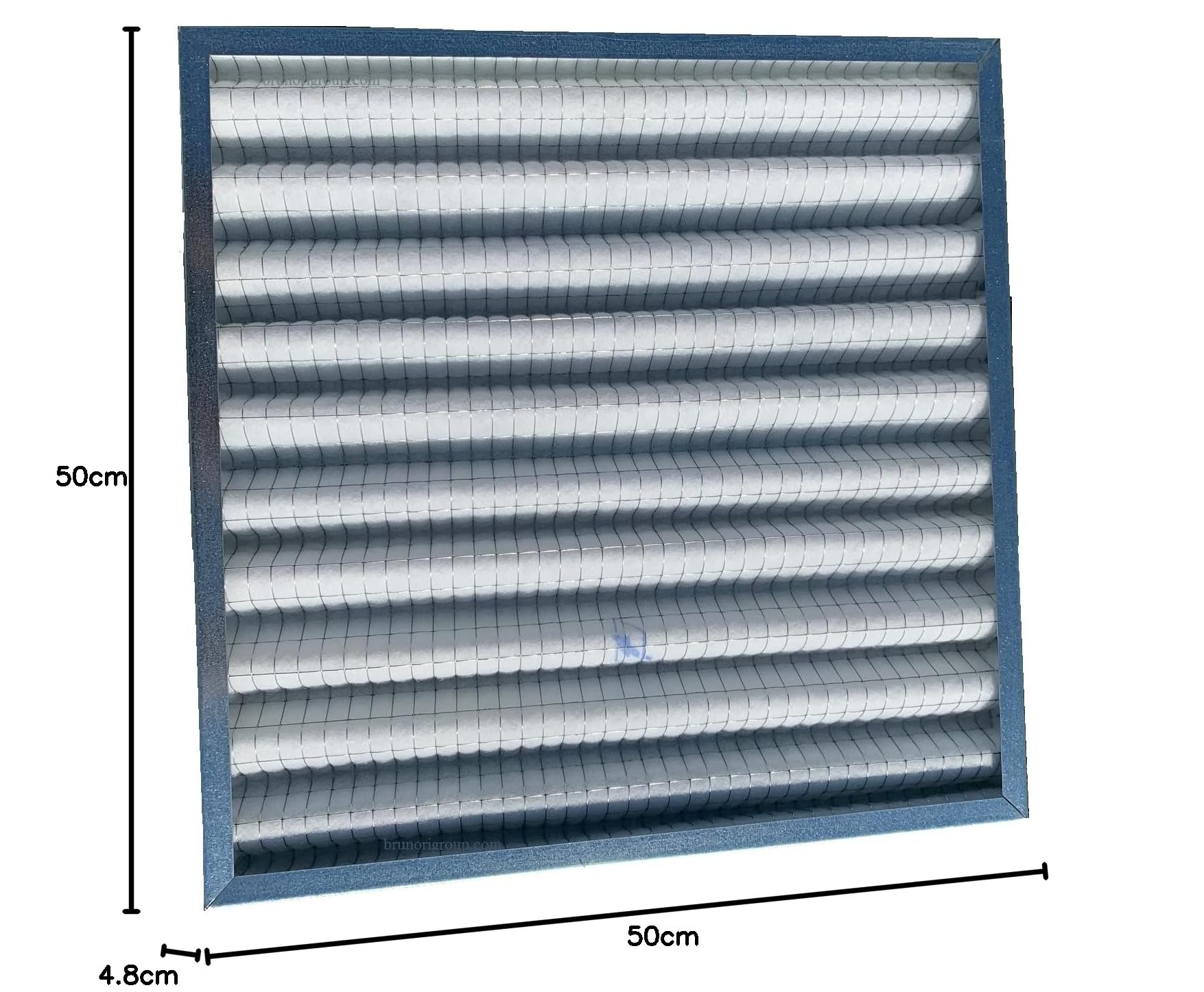 Filtre à cellule ondulée synthétique double maille acier épaisseur 48 mm 500 x 500 cm