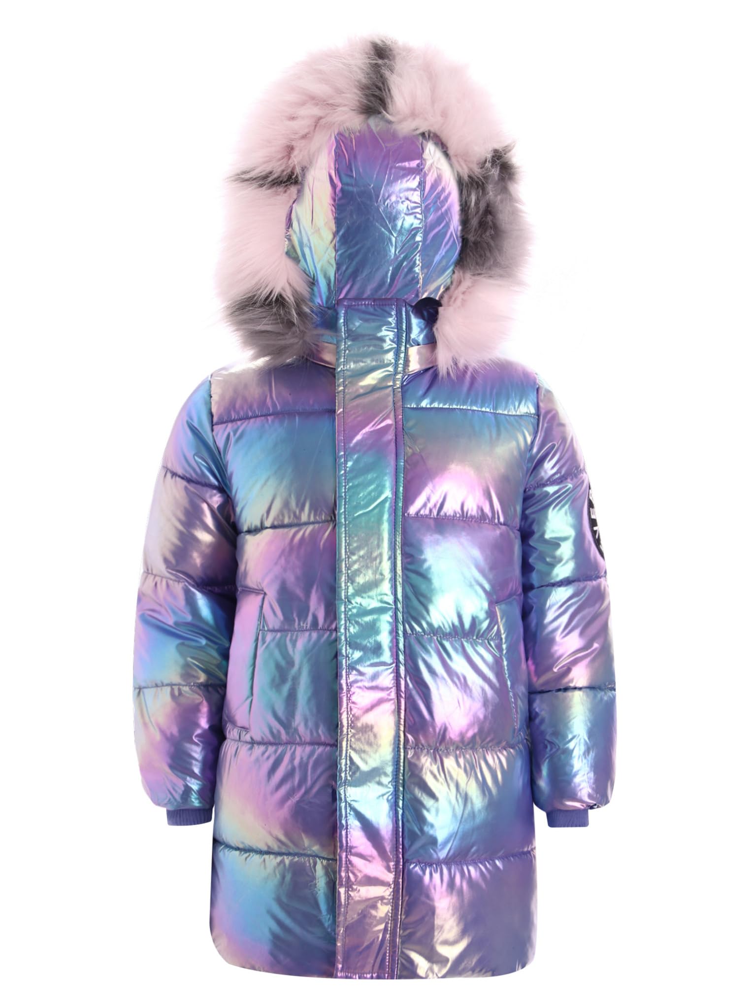 Freebily Chaqueta Acolchada con Capucha Metalizada Niña Abrigo Casual Cálida Brillante Abrigo Manga Larga con Cremallera Ropa Otoño Invierno