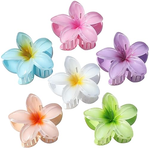 Flower Hair Clips for Women 6 Pcs Hawaiian Large Claw