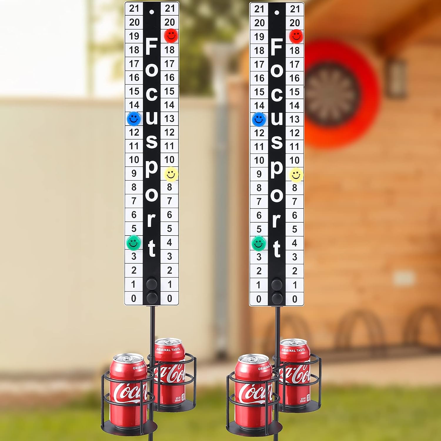 Focusport Cornhole Scoreboard with Drink Holder, Metal Magnetic Score Keeper with Drinkholder Stake and Powerful Magnet, Hold Your Phone and Drinks, Keep Track of Score for Outdoor Game (1 Pack) : Sports & Outdoors