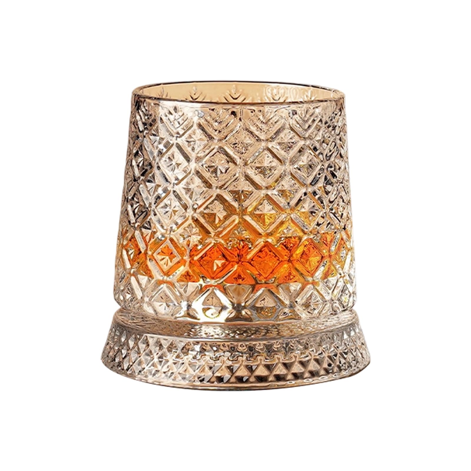 LUCKGONI 360 Degree Rotating Crystal Whiskeys Glass with Base Elegant Beverage Drinking Cup Home Drinkware