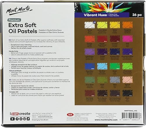 Miniatura 6 de MONT MARTE Pasteles al óleo extrasuaves, colores brillantes surtidos, vibrantes y mantecosos, versátiles para mezclar, capas y sombreado, ideales
