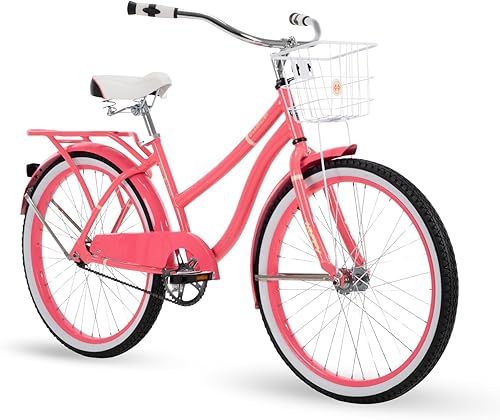 Vista 14 de Huffy Cruiser Bike, Fairmont or Woodhaven Model, 20/24/26 Inch Sizes, Perfect for Casual Rides, Ergonomic Design, Rear Rack and Basket on Woodhaven