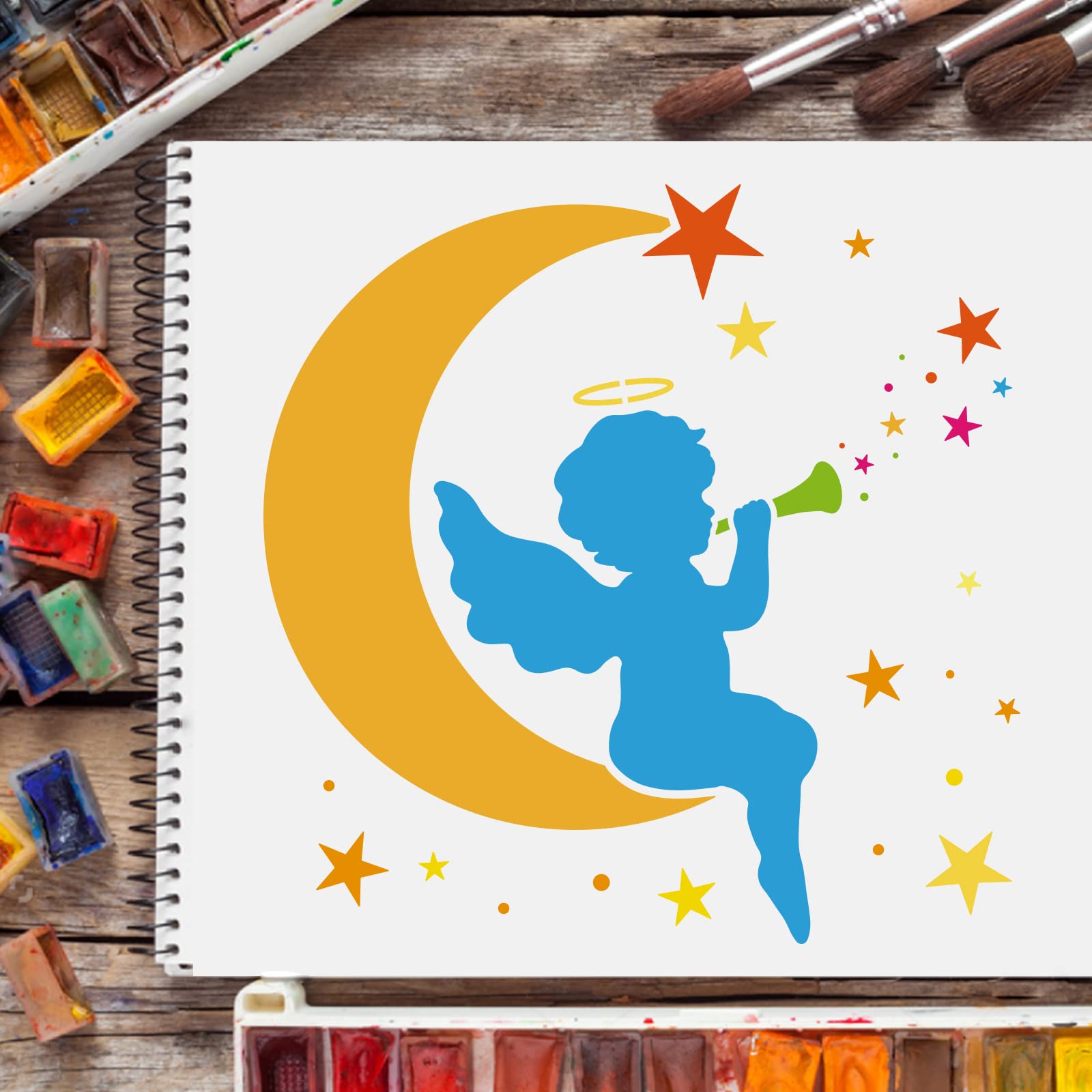 Stencil Nuvole Riutilizzabili Per Pareti - Decorazione Cameretta Bambini - Foto 2