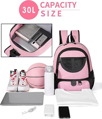 TRAILKICKER Black Mesh Basketball Bag with Shoe Compartment Basketball Bag for Boys Girls Men Women Ball Gear All Sports