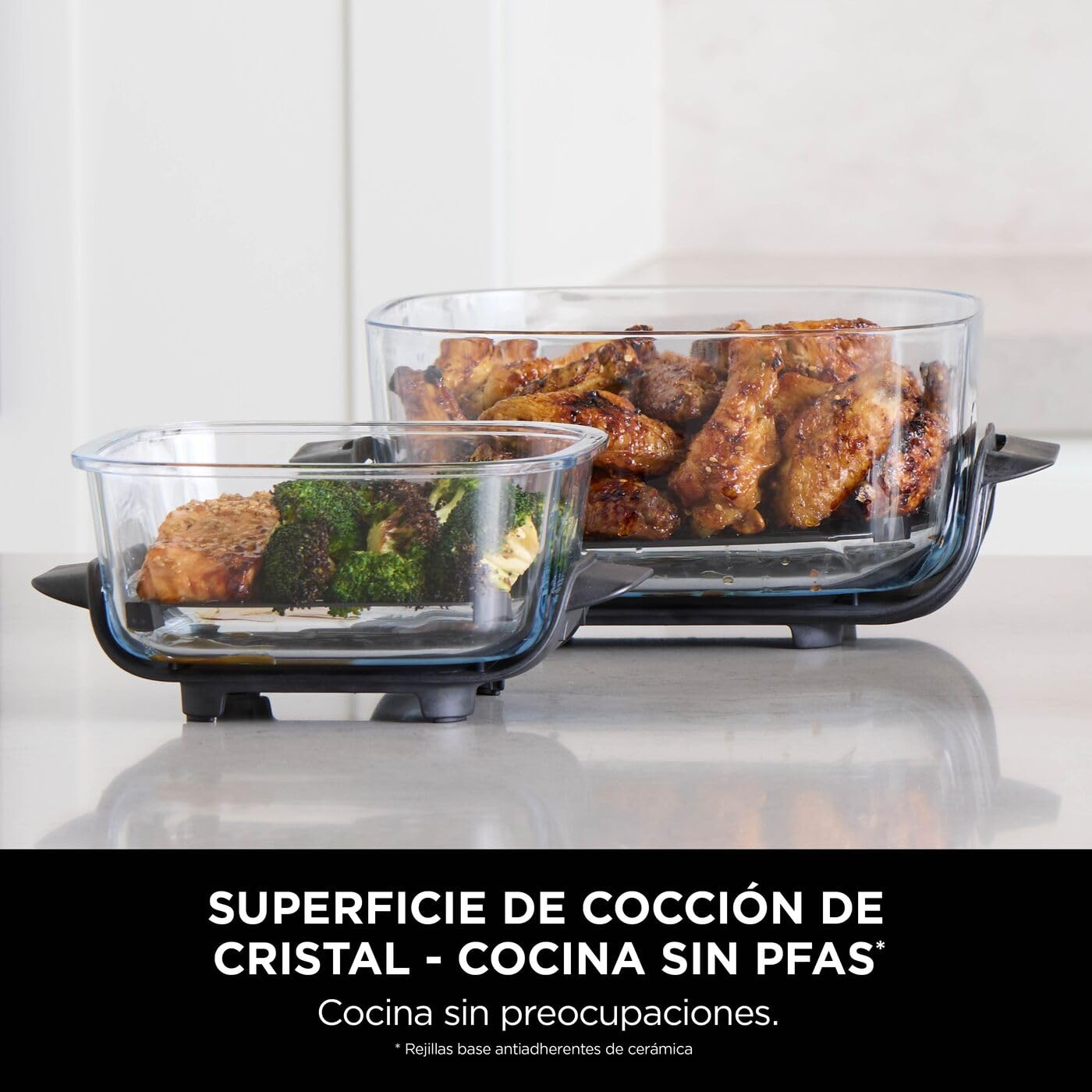 Ninja CRISPi, 2 Contenedores de Alimentos TempWare de 1,4L, XSKLIDPLT2EUUK | Tapa Snap-Lock, Apto para Freidora de Aire y Resistente al Choque Térmico, Prepara, Cocina y Guarda Alimentos, sin BPA