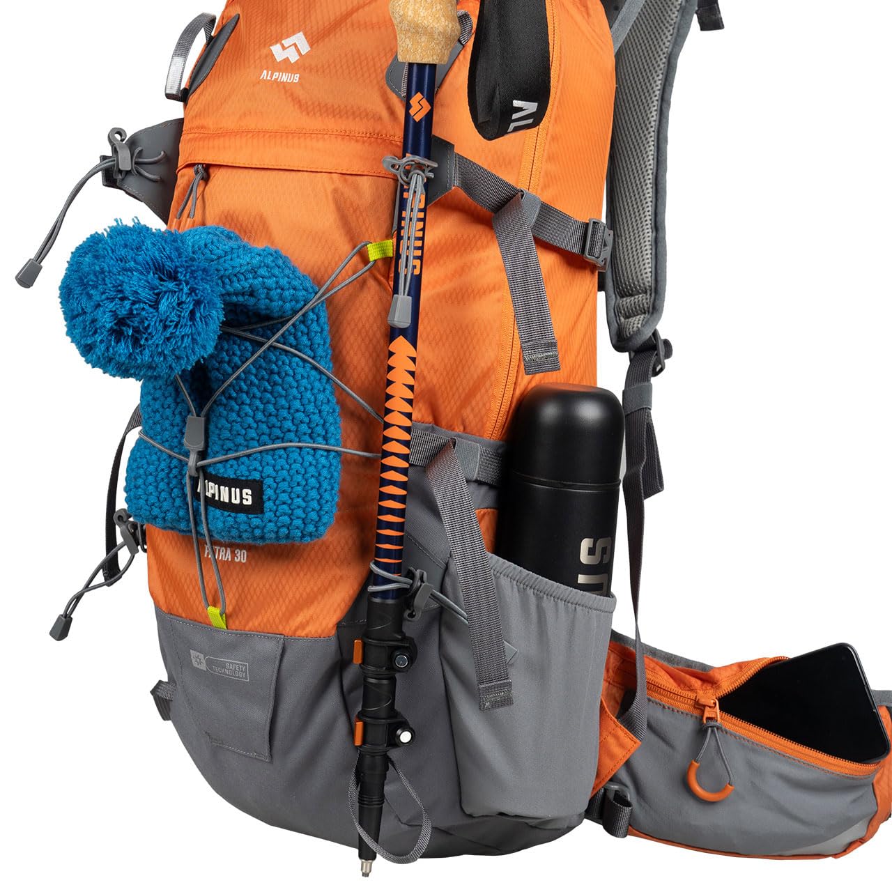 Alpinus - Wanderrucksack Fatra 30 L, Rucksack Sport und Outdoor, Trekkingrucksack Leichtes,Ttaktisches Modell, Backpacking Ergonomisch Geformte, Wanderrucksäcke - orange