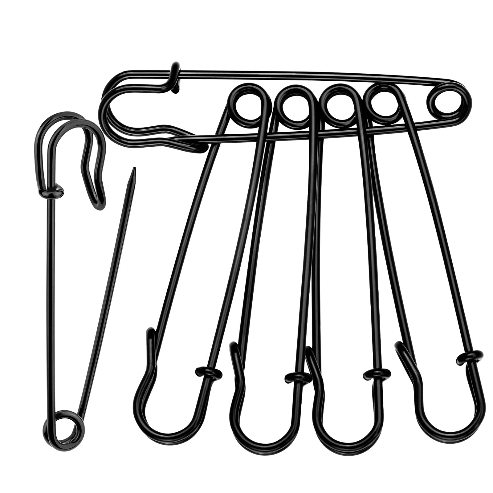 Safety Pins, 15 Pack Large Safety Pin 4 Inch, Heavy Duty Safety Pins for Clothes, Diapers, Blankets, Laundry, Leather Canvas, DIY Crafts (Silvery) — view 10