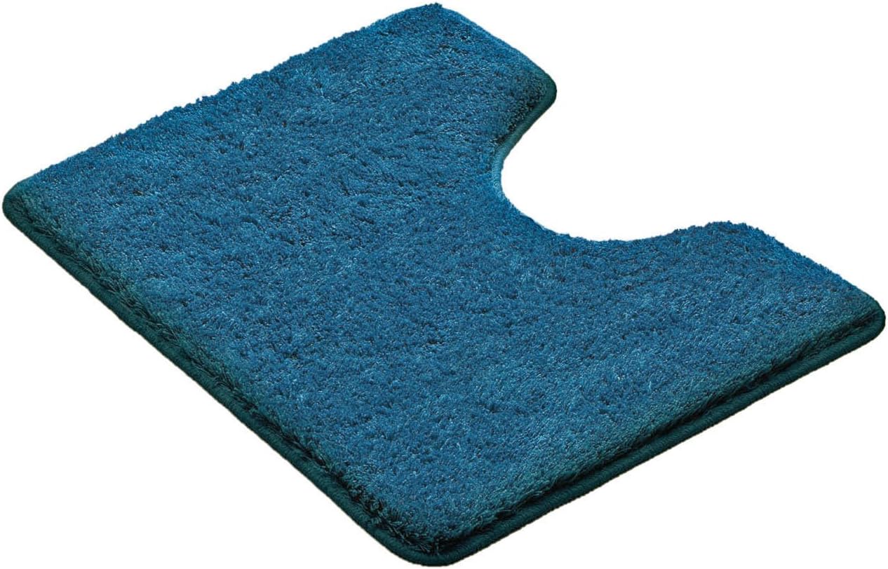 Vonella 14302 Bath Mat Plain 50 x 60 CM with Cut-Out 100% Polyacrylic Blue