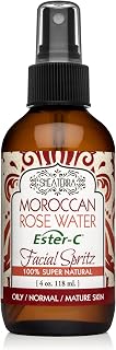 Shea Terra Organics Beauty Water, Toner & Face Mist – Rose HIPS Damask Rose Ester-C | Natural Daily Face Spritz with Anti-Aging Rose Water & Vitamin C to Soothe & Promote Collagen Production – 4 oz