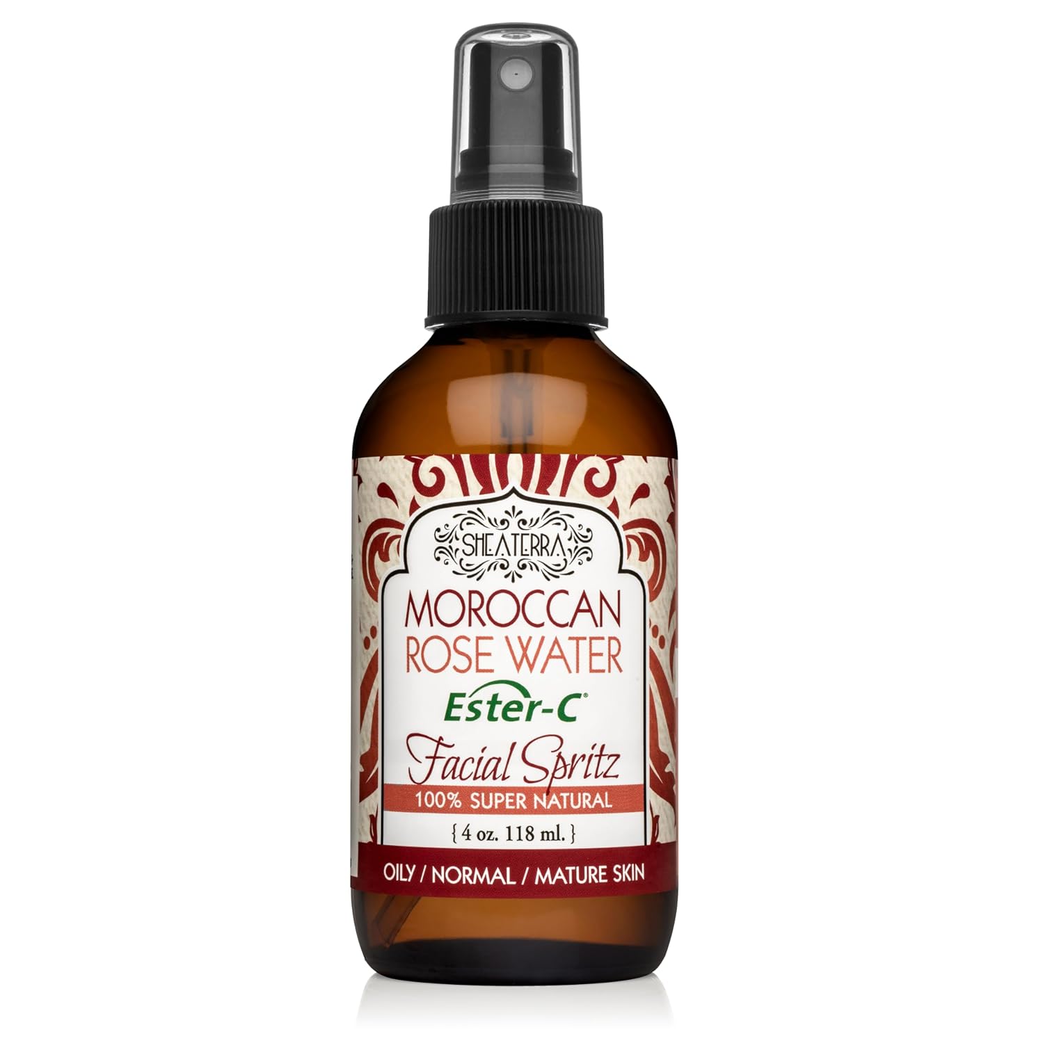 Shea Terra Organics Beauty Water, Toner & Face Mist – Rose Hips Damask Rose Ester-C | Natural Daily Face Spritz with Anti-Aging Rose Water & Vitamin C to Soothe & Promote Collagen Production – 4 oz