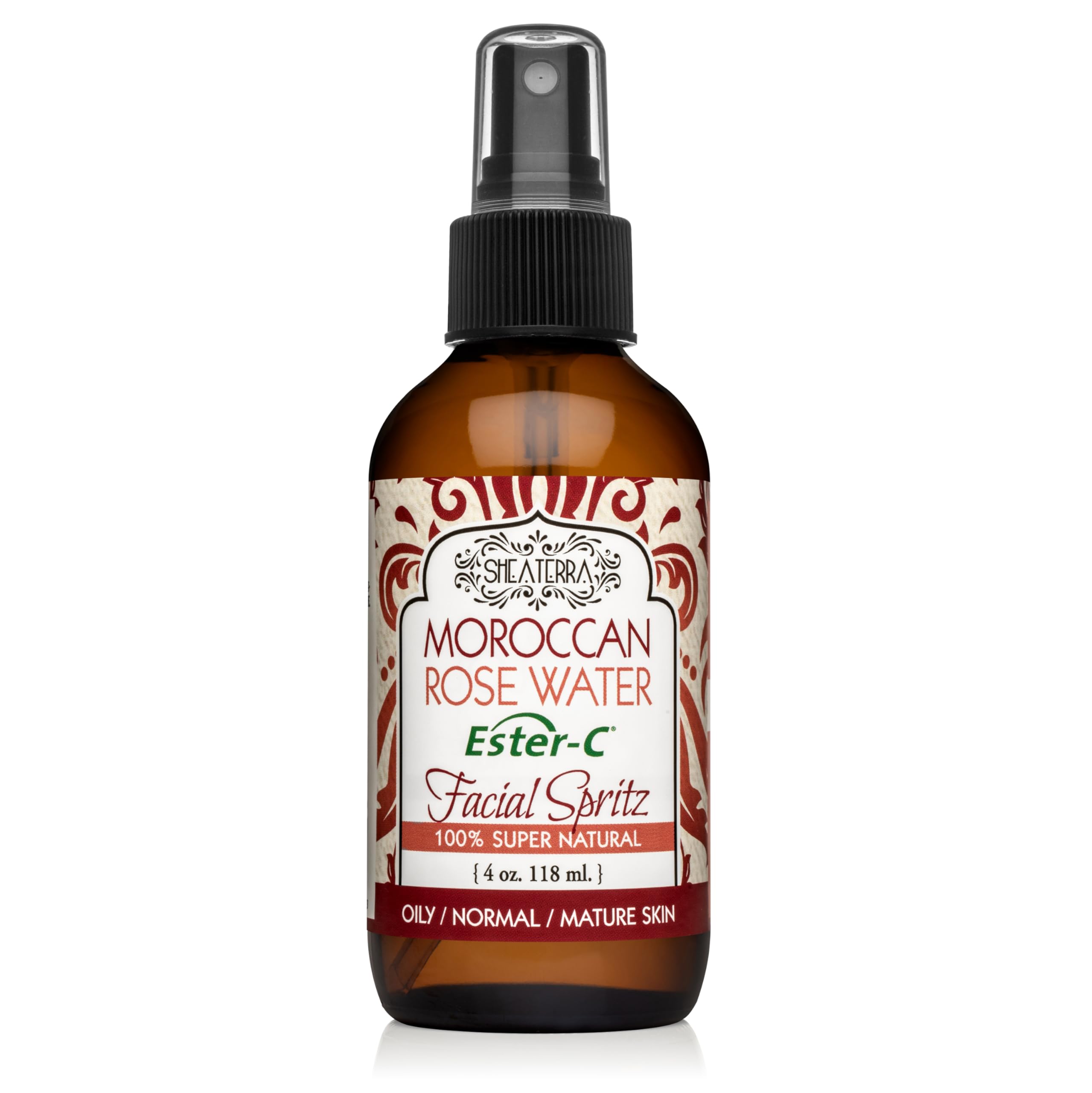 Shea Terra Organics Beauty Water, Toner & Face Mist – Rose HIPS Damask Rose Ester-C | Natural Daily Face Spritz with Anti-Aging Rose Water & Vitamin C to Soothe & Promote Collagen Production – 4 oz