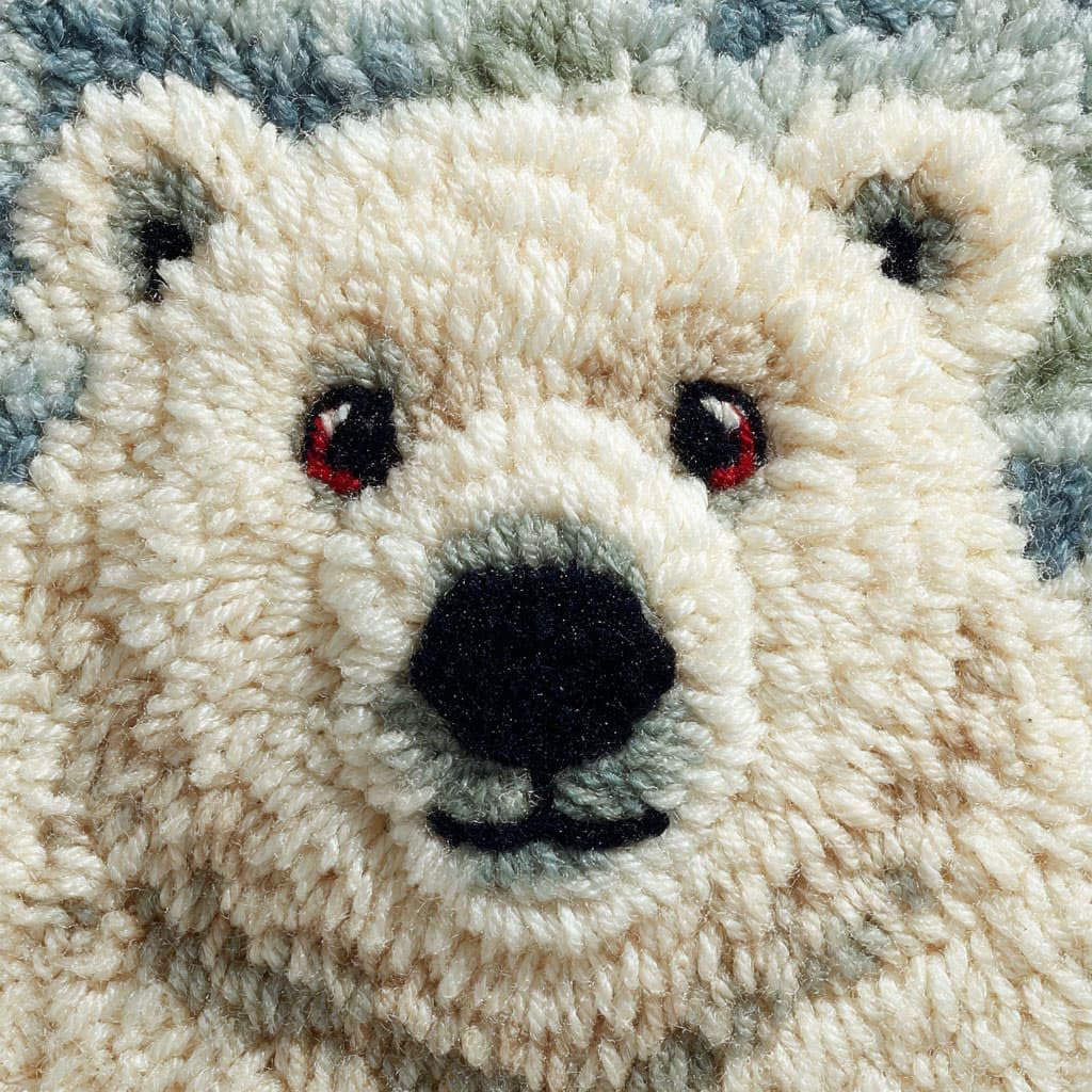 Henypt DIY Latch Hook Pillow Cover Kits Polar Bear