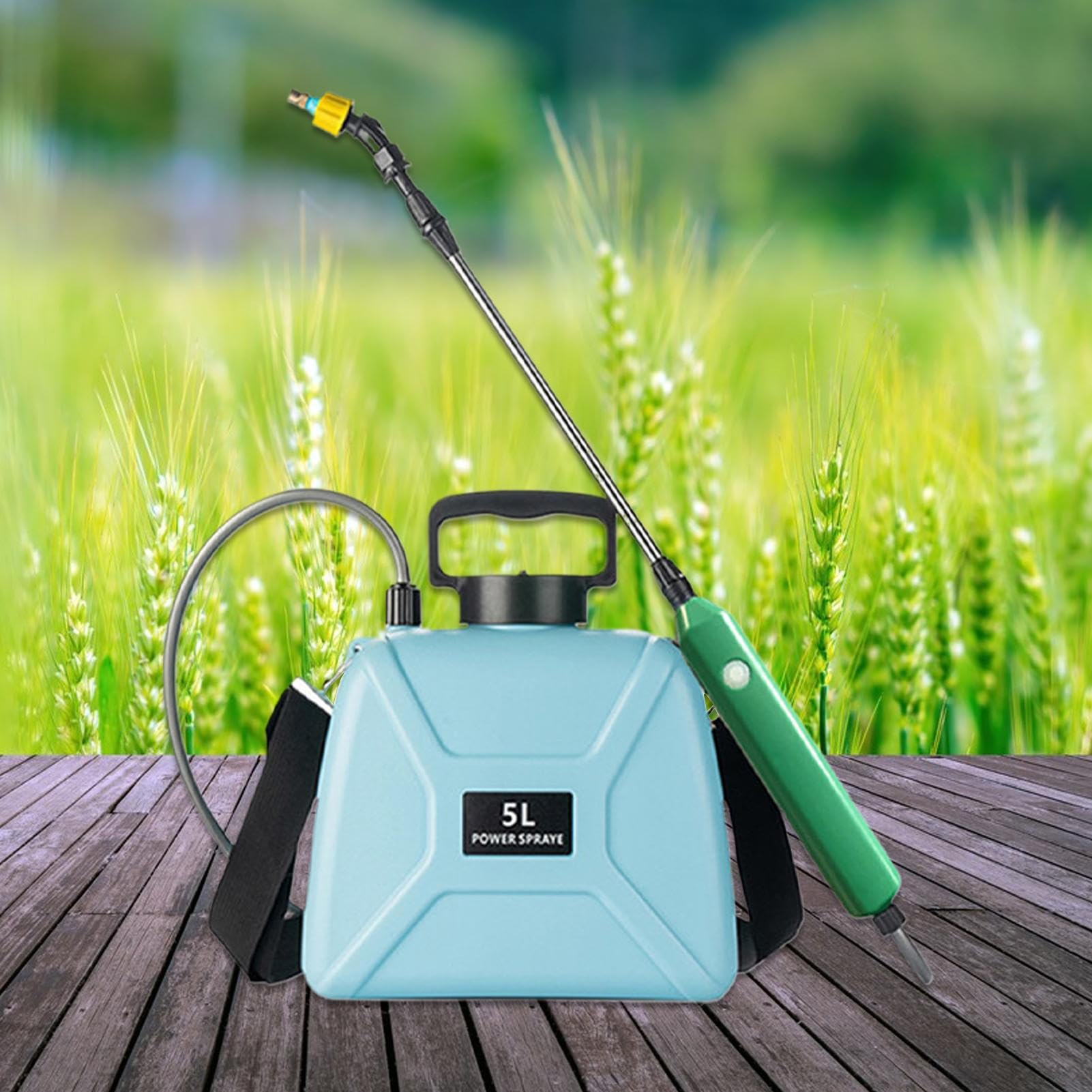Power-Sprühgerät 3 Düsen Bewässerungswerkzeug | 5L Kabelloses Sprühgerät Mit Schultergurt Teleskoplanze Für Boden, Pool, Pflanzenpflege, Fenster, , Rasen, Garten Und