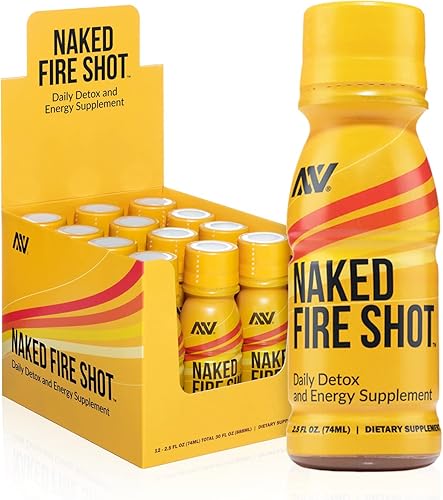 Naked Fire Shot - Vacaciones de energía natural, raíz de jengibre, vinagre de sidra de manzana cruda, ginseng orgánico y ashwagandha,
