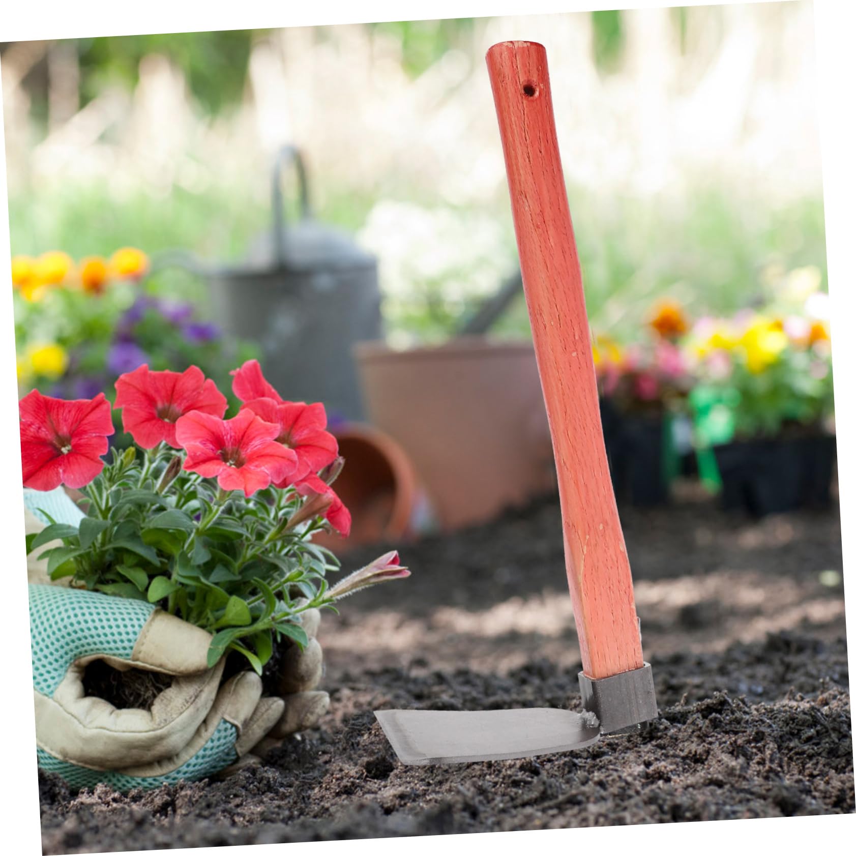 Giardino Leggera con Testa in Ferro e Manico in Legno Ergonomico Attrezzo Manuale per Diserbo e Scavare Terreno Zappetta Portatile per Orto e Piantagione Strumento per Cura Pian