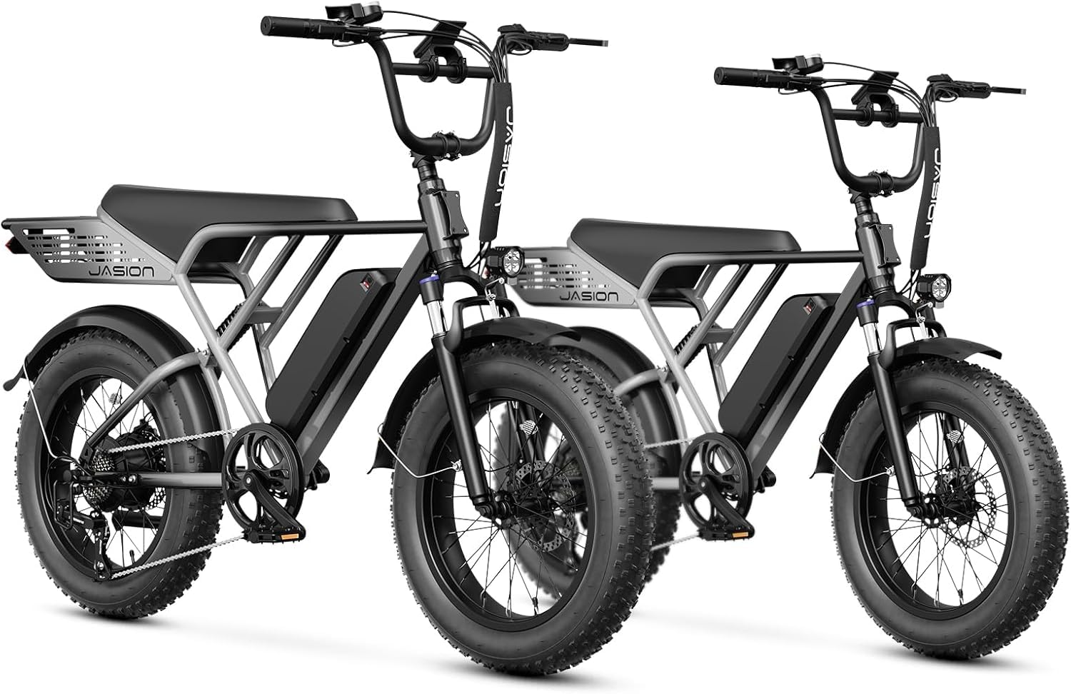 Jasion RetroVolt Electric Bike for Adults,【2000W Peak Motor & 30MPH & 70Miles】 Electric Mountain Bike, Full Suspension Ebikes for Adults, 20" Fat Tire Ebike with 48V 13Ah Battery Electric Dirt Bike-C