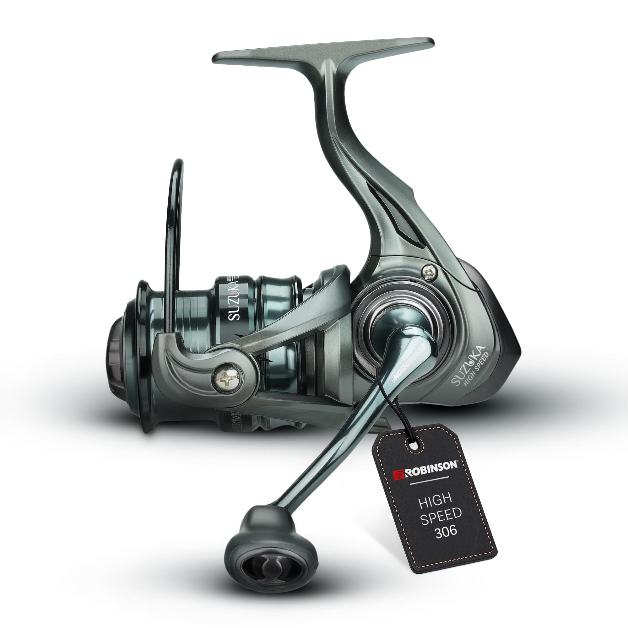 Robinson Angelrolle - High Speed Getriebe - Übersetzung 6.2:1 - Frontbremse – Graphitzweitspule - Duraluminium-Spule - 6 Kugellager - Suzuka HS