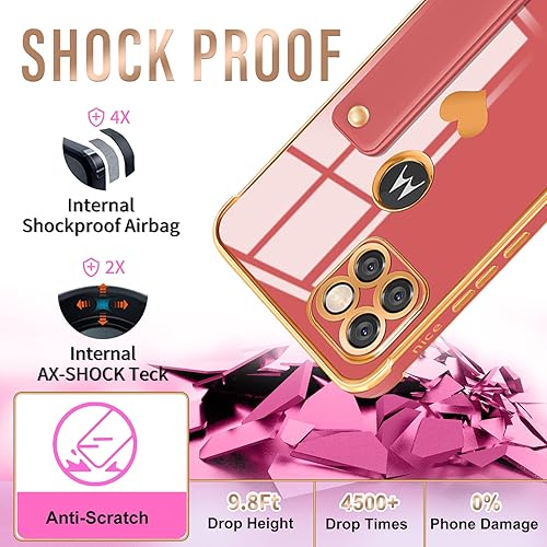 Miniatura 6 de Likiyami Funda para Motorola Moto G Power 2021 con diseño de corazón, para mujeres y niñas, bonita y lujosa con soporte, diseño de corazones rojos y