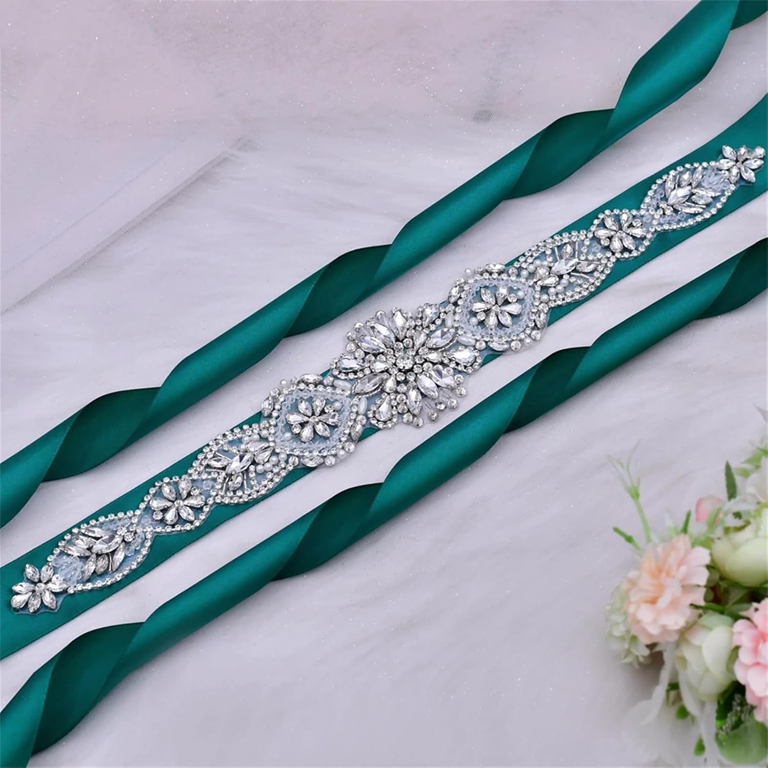 Women’S Bride Belt With Shiny Crystal Rhinestone And Pearl Appliques For Wedding Prom Party And Formal Dresses