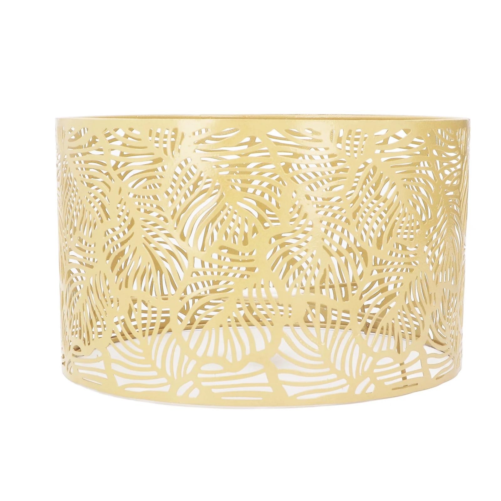 Luxemetals B Gold Leaf Design Drum Lamp Shade - E27/E14 Compatible Metal Lampshade(B Gold)